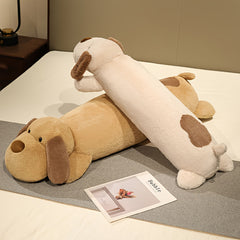 XL Dog Plush Throw Pillow Soft Beige Brown Cuddly Puppy Oversized Stuffed Animal