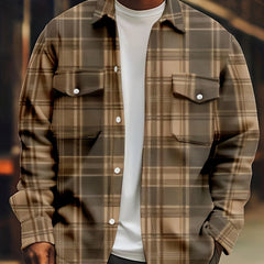 Men's Plaid Long Sleeve Shirt Fall Spring Comfortable