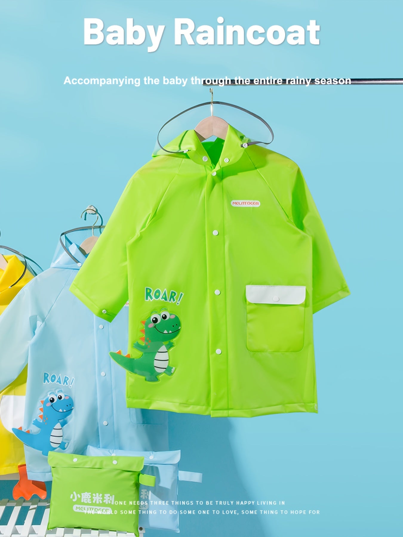 Cartoon Graphic Waterproof Hooded Raincoat Poncho For Kids