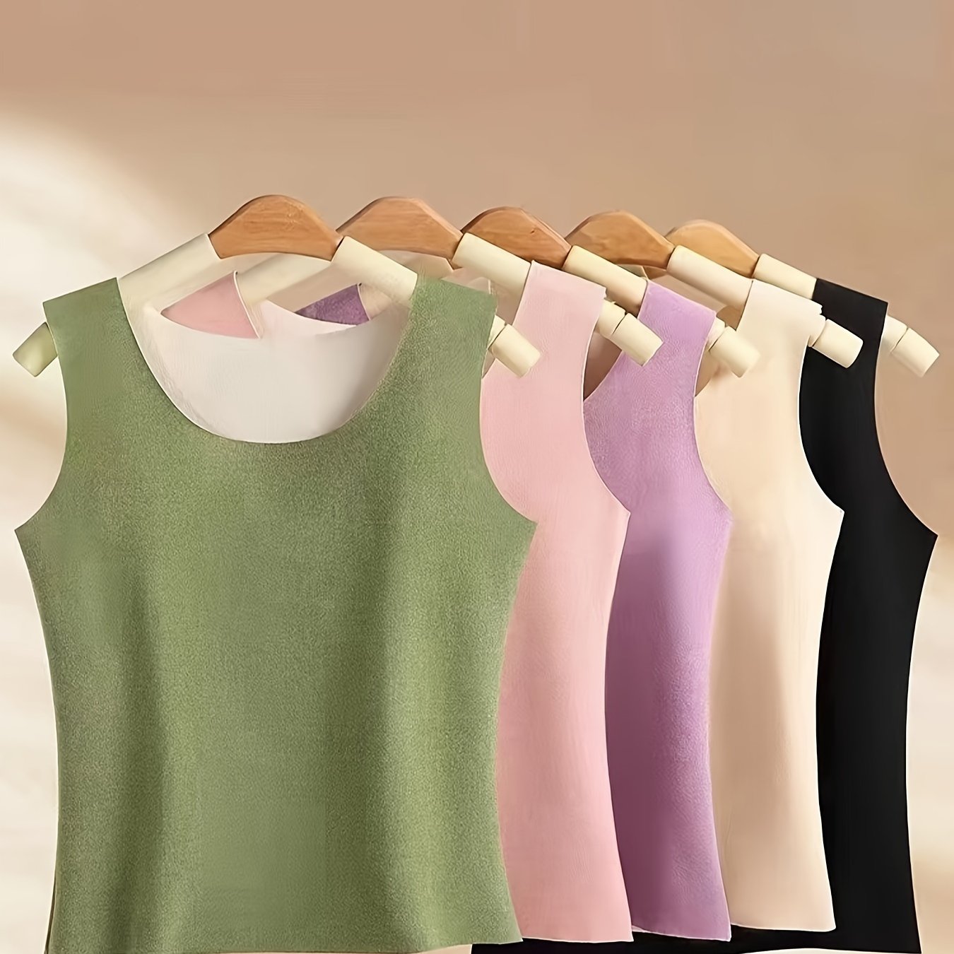 5 Pcs Seamless Thermal Underwear Top Soft Sleeveless Slim Fit Women's Lingerie