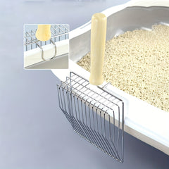 Stainless Steel Cat Litter Shovel with Wooden Handle