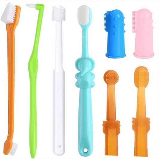 Pet Toothbrush Kit for Cats and Small Dogs 360 Head Soft Bristles