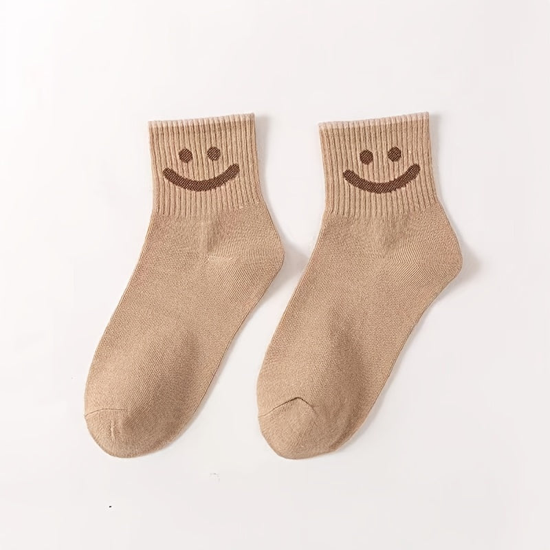 5 Pairs Smiling Face Thermal Socks for Winter Women's