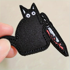 Cat With Patch Embroidered Applique For Backpacks Jackets