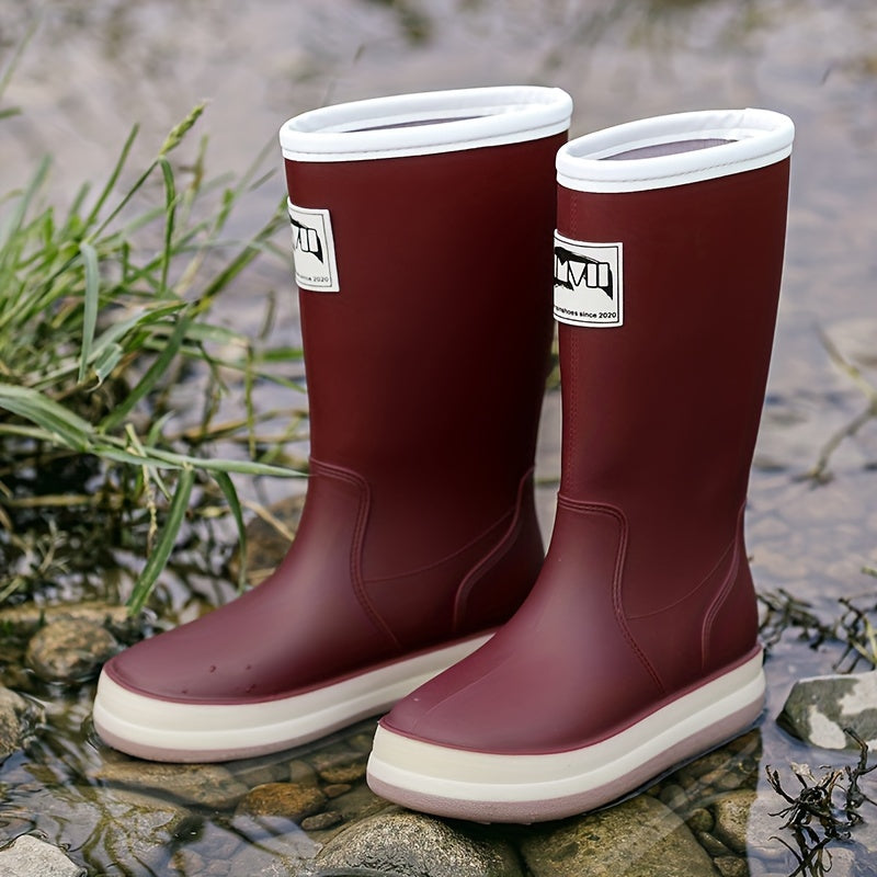 Solid Quick Drying Flat Rain Boots Waterproof Non Slip Thickened Outdoor PVC Cas