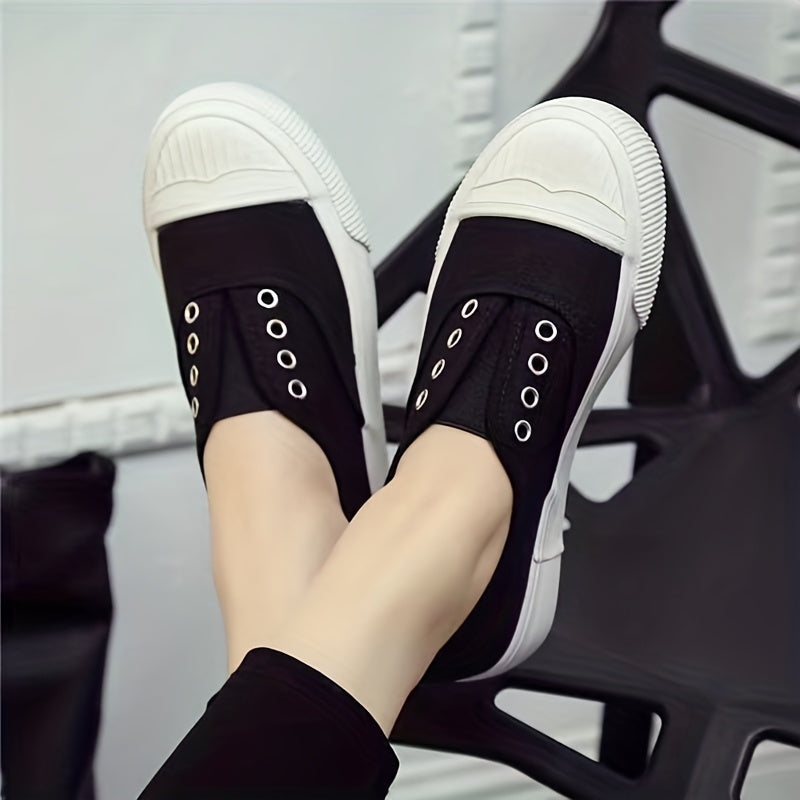 Women's Colorblock Canvas Slip-On Shoes Lightweight Outdoor Comfy Shoes