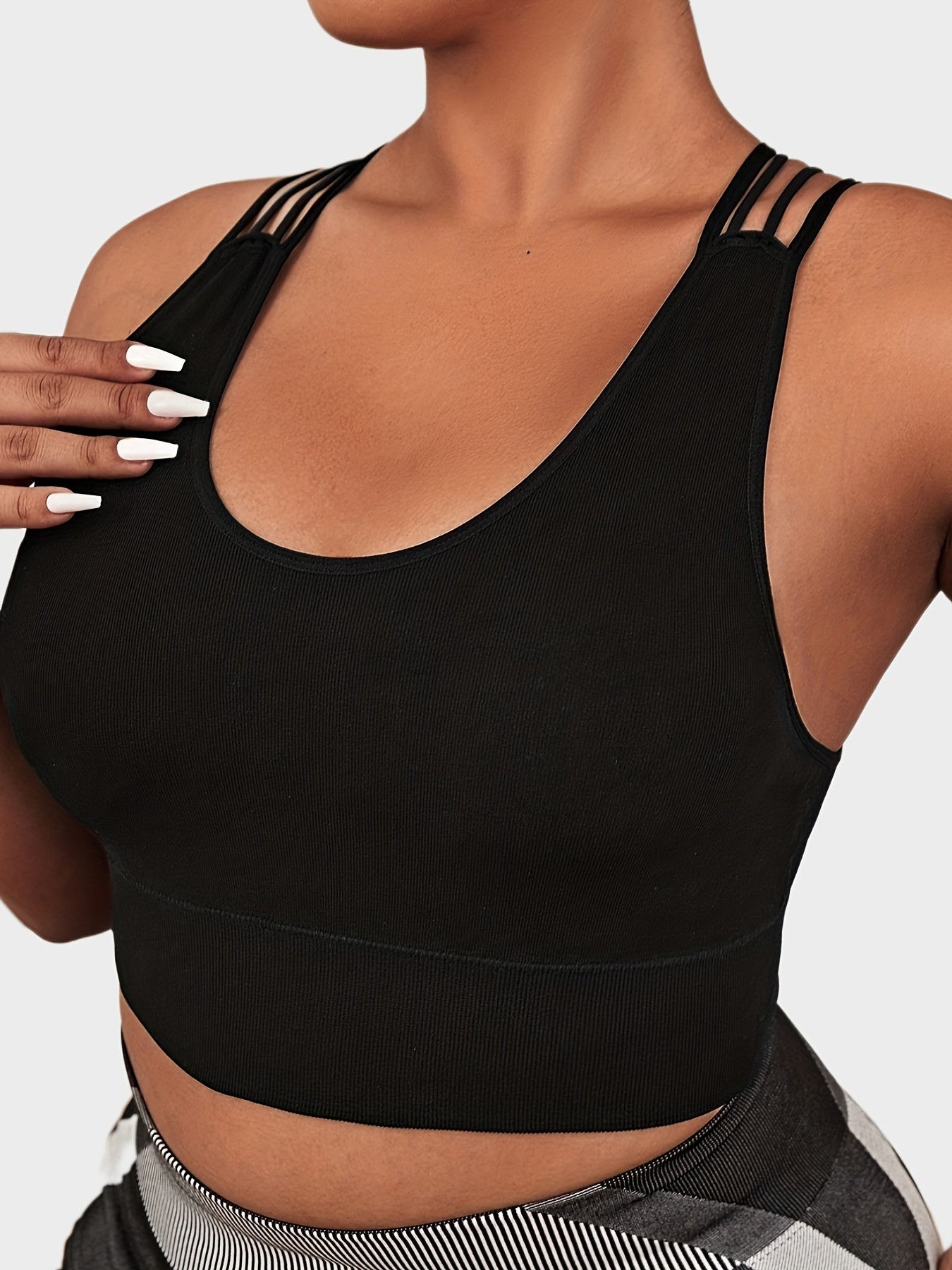 Sports Bra Women's Plus Split Strap Criss Cross Back Seamless Bra