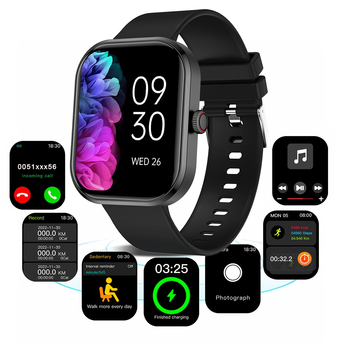 2.01" Unisex Smartwatch with Calling & Message Alerts