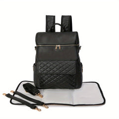 Large Capacity PU Mommy Bag with Matching Diaper Pad Backpack