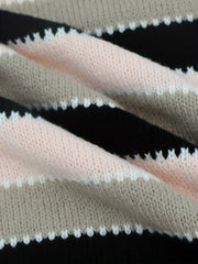 Colorblock Stripe Print Round Neck Jumper
