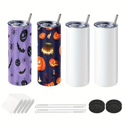 20 oz Thermal Sublimation Cups Double Wall Stainless Steel with Lid & Straw