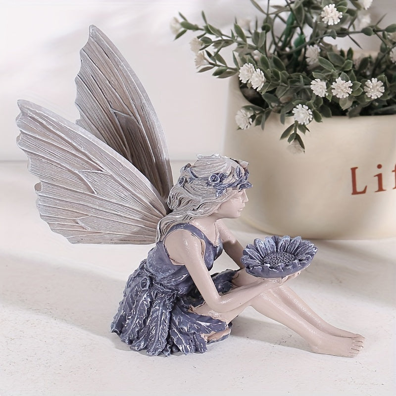 Sunflower Angel Fairy Statue Resin Ornament Outdoor Yard Garden Decoration