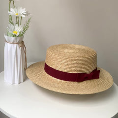 Red Decoration Belt Straw Hat Beach Hat For Men&Women
