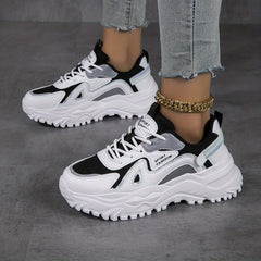 Women's Breathable Mesh Platform Shoes Lace Up Low Top Outdoor Sport Shoes