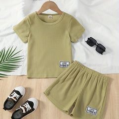 Boys Love Vibes Casual Outfit Set - Round Neck T shirt & Shorts