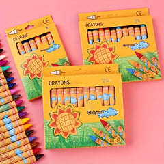 24 Eco-Friendly Student Crayons Set Creative Cartoon Painting Art Supplies
