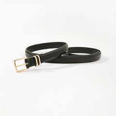 Square Pin Buckle Belt PU Leather Thin Belt Casual Pants Belt Dress Girdle
