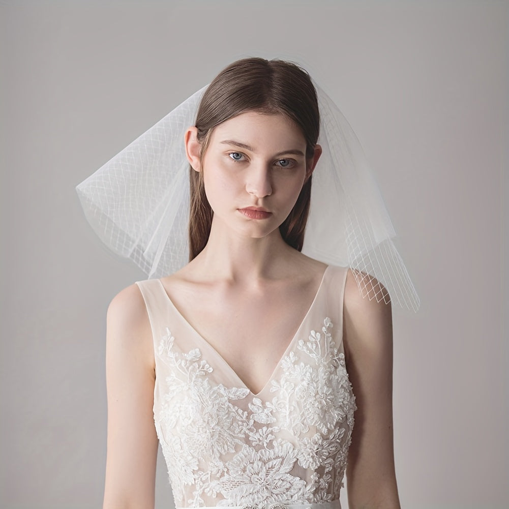Layer Mesh Head Veil With Comb Back Veil Bridal Wedding Hair Accessories