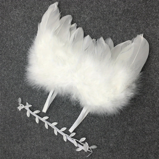 Newborn Angel Feather Leaf Hairband Set
