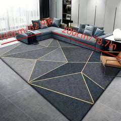 Geometric Pattern Indoor Mat Crystal Velvet Area Rug Non-slip Washable Large Rug