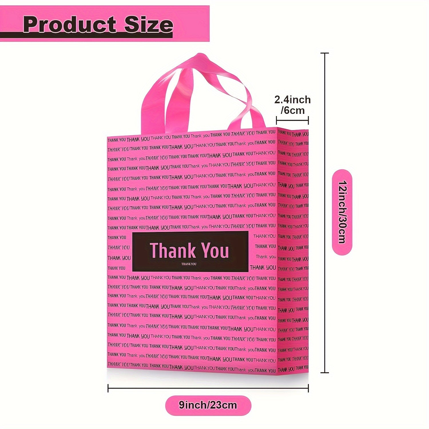 100 Pink Thank You Bags Plastic Merchandise Shopping Bags