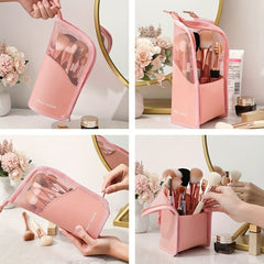 Makeup Brush Bag Multifunctional Organiser Half Clear Travel Holder