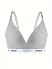 Letter Print Push Up Bra Comfy & Breathable Intimates Bra