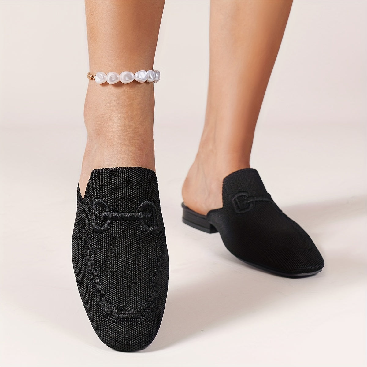 Women's Mesh Mules Closed Toe Slip On Backless Loafers