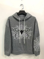Women's Plus Spider & Spider Web Print Hooded Sweatshirt & Joggers Set
