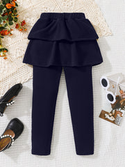 Girls' 2 In 1 Footless Leggings With Tutu Skirt