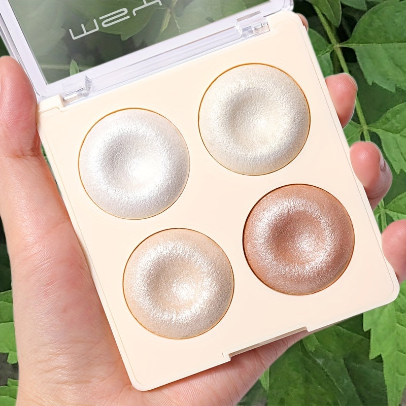 4-in-1 Pearly Highlighter Blush Powder Palette