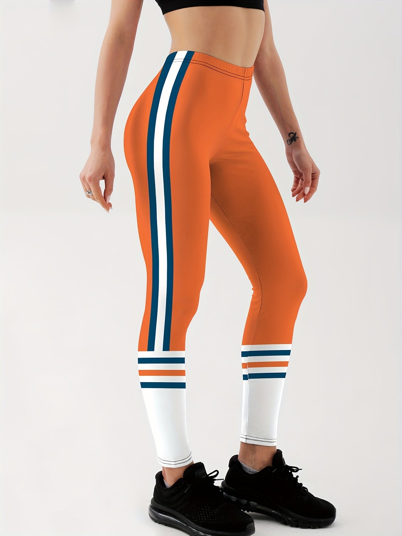 Striped Printed Sports Leggings Workout Running Fitness Pants