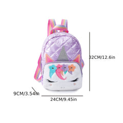 Quilted Unicorn Cartoon Plush Backpack for Girls