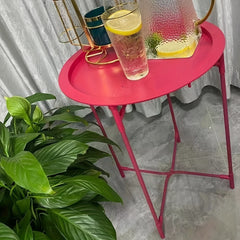 Portable Side Table for Small Spaces - Waterproof Round Nightstand