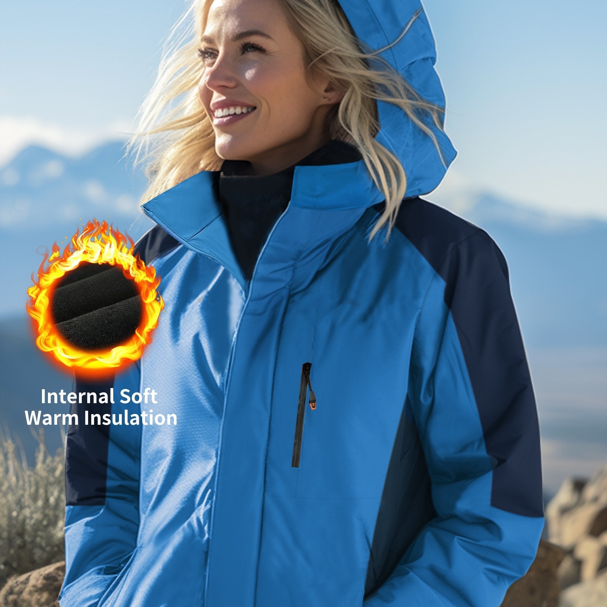 Women's Fleece Hooded Jacket for Hiking and Mountaineering