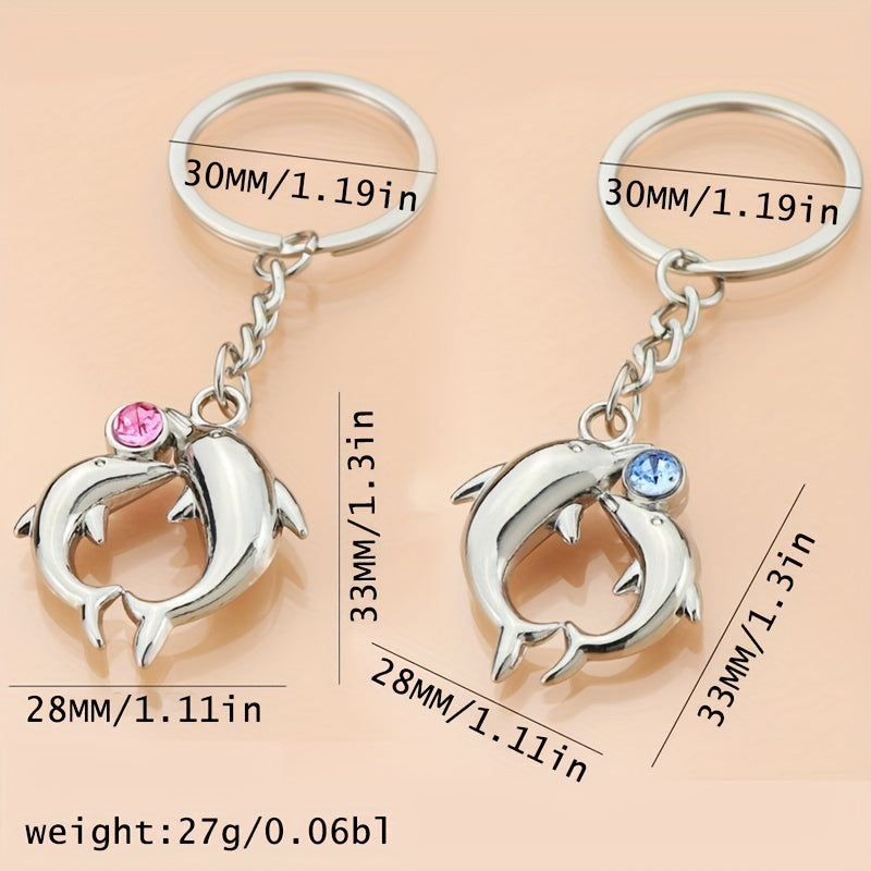 Cartoon Couple Dolphin Keychain Pendant Gift