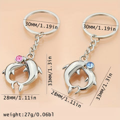 Cartoon Couple Dolphin Keychain Pendant Gift