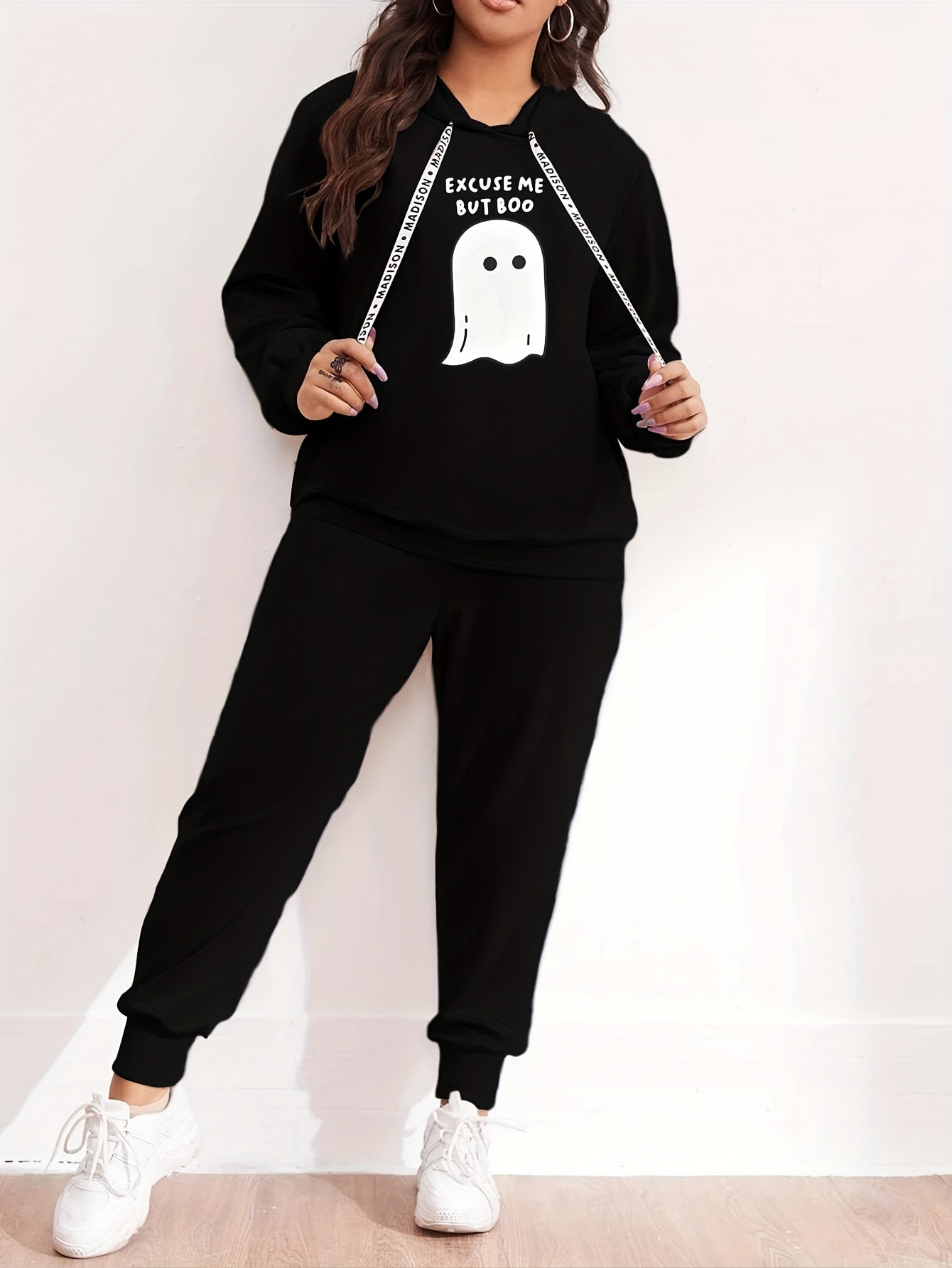 Women's Plus Ghost Hoodie & Jogger Pants Two Piece Set