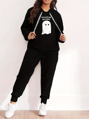 Women's Plus Ghost Hoodie & Jogger Pants Two Piece Set