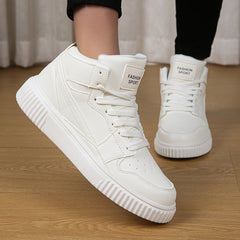 Faux Leather High Top Skate Shoes Casual Sneakers