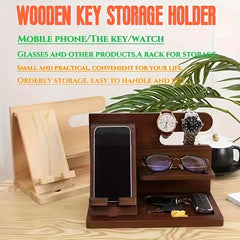 Nightstand Organizer Watch Cell Phone Key Wallet Stand Holder For Man
