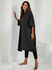 Plus Size Coral Fleece Hooded Dress Comfort Wearable Blanket