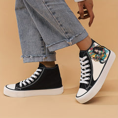 Anime Girl Pattern Lightweight High Top Breathable Canvas Sneakers