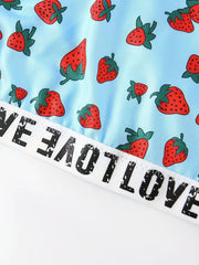 Strawberry Print Bra & Shorts Lounge Set