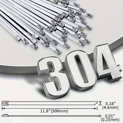 50pcs Metal Zip Ties 304 Stainless Steel Heavy Duty Self-locking Cable Ties