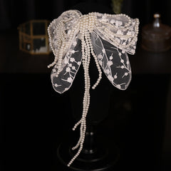 Faux Pearl Butterfly Wedding Headband for Bride