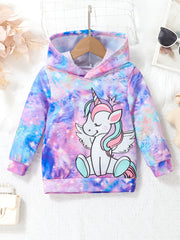 Tie Dye Rainbow Hoodie for Girls Casual Sweatshirt Tops