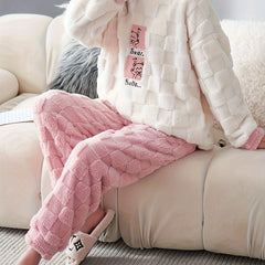 Bear Print Pajama Set Long Sleeve Top & Pants