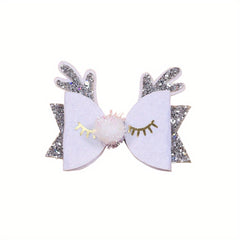 Christmas Party Elk Antlers Hair Clip Sequin Bows Hair Pin Girls Hair Accessorie