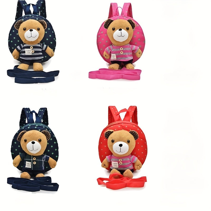 Kids Bear Plush Backpack, Anti Lost Cartoon Schoolbag